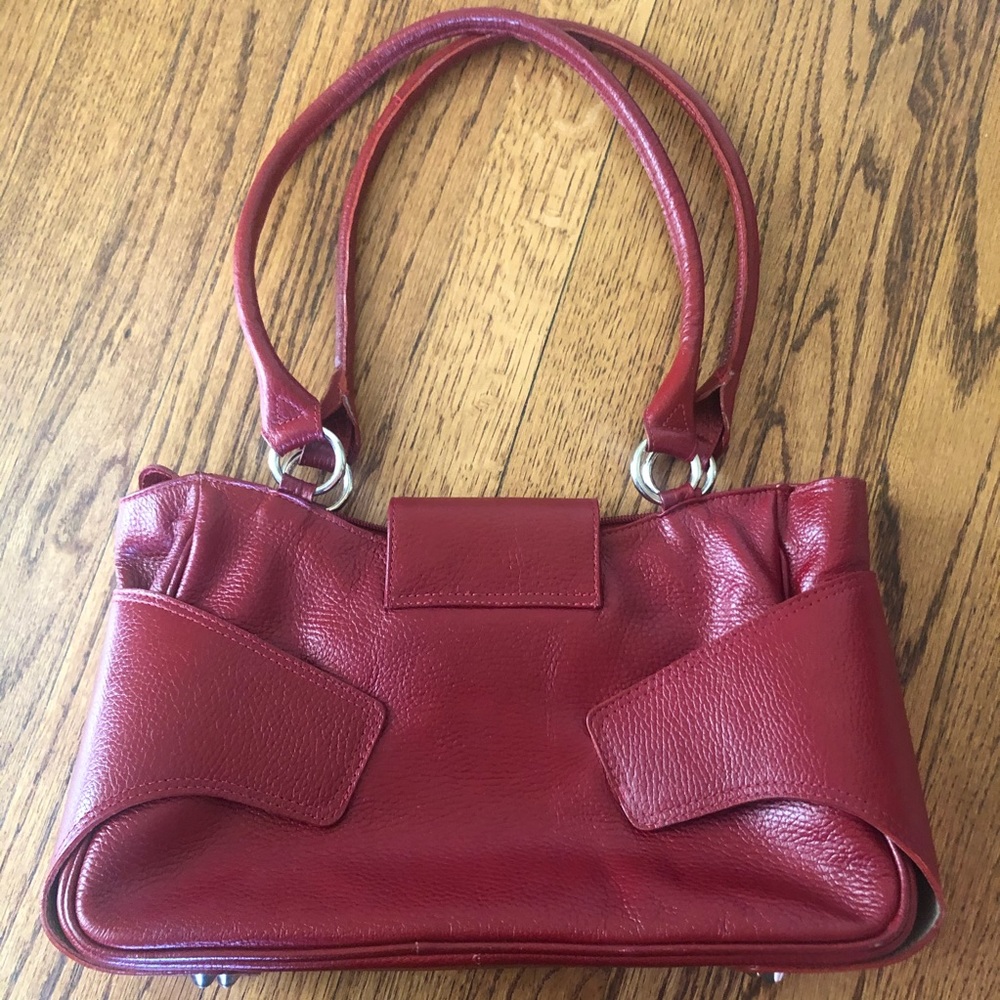 Ruby Red Leather Shoulder Purse - image 2